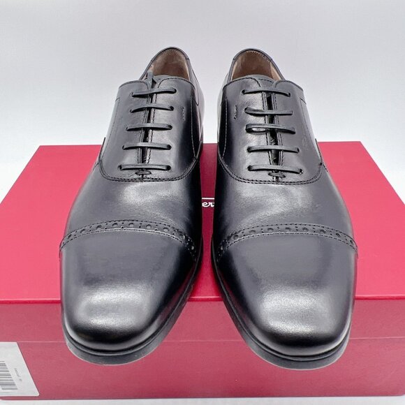 Salvatore Ferragamo Riley Men Dress Shoes Lace Up Oxfords Black Leather US 7.5 E - Picture 4 of 13